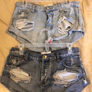 One Teaspoon Bandit Denim Shorts pair of two